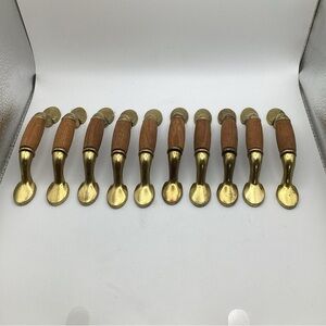 10 Vintage Wood Oak Metal Brass Bronze Color Drawer Pulls Cabinet Handles 5 Inch